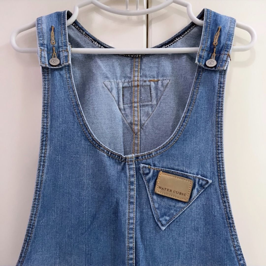 Womens Dungaree Dress Ripped Denim Skirt Dungarees Size 6 8 10 12 14 Denim  Blue