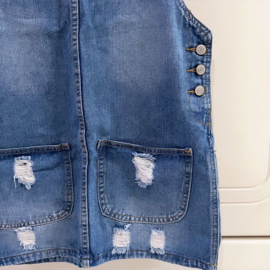 Ripped hot sale dungaree dress
