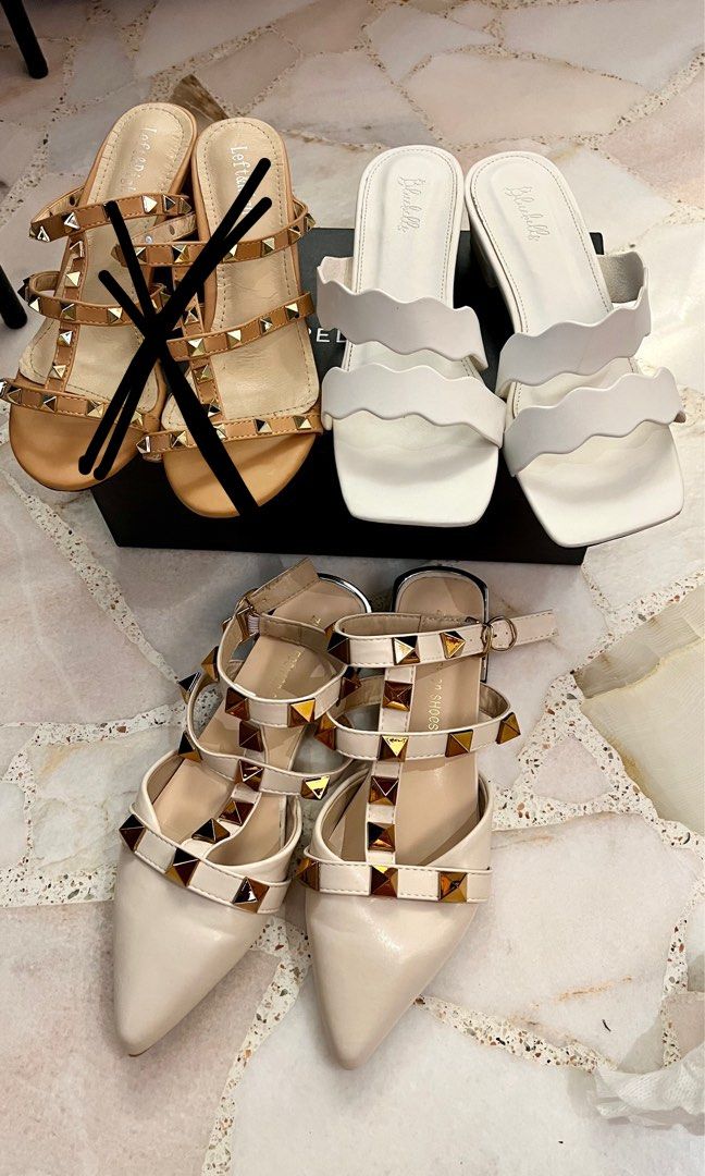 White stud heels hot sale