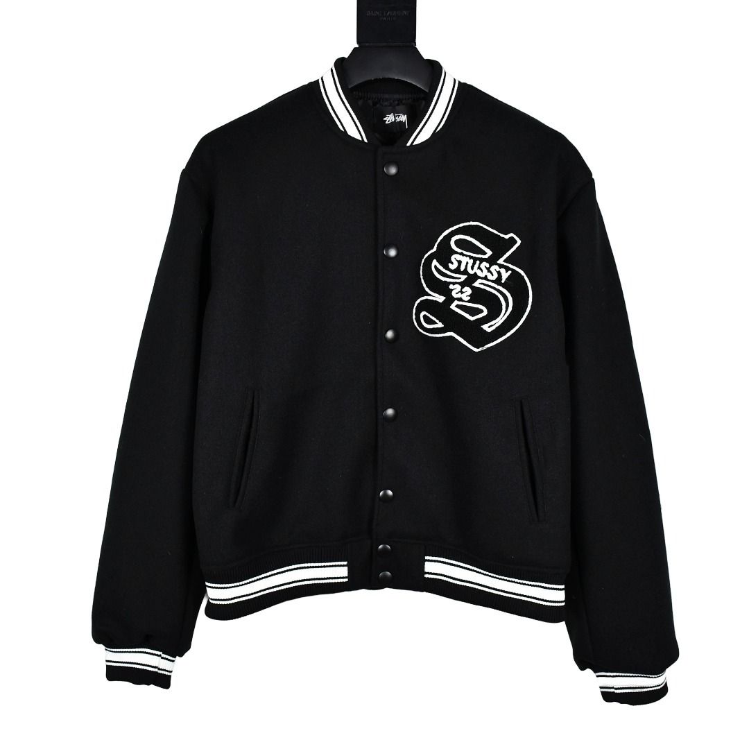 Stussy FW22 Casentino Wool Varsity Jacket - Black - Medium | eBay