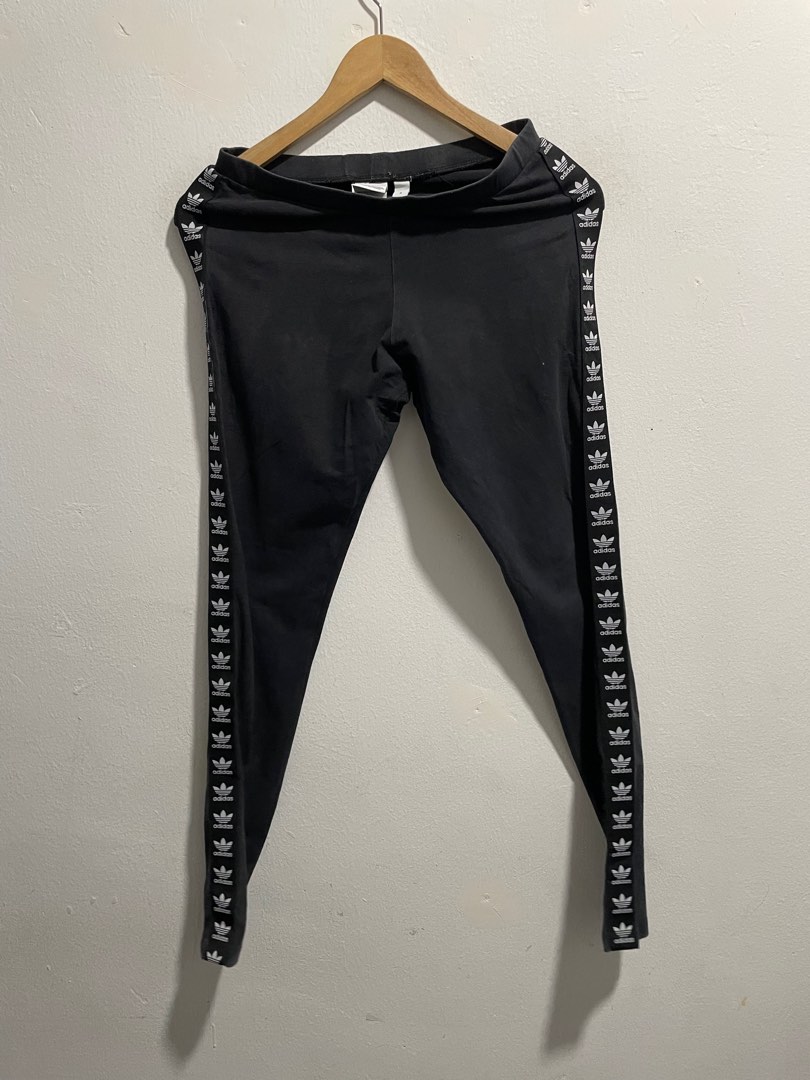 Adidas leggings with shop logo down the side