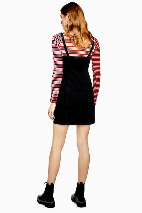 Topshop black shop button dress