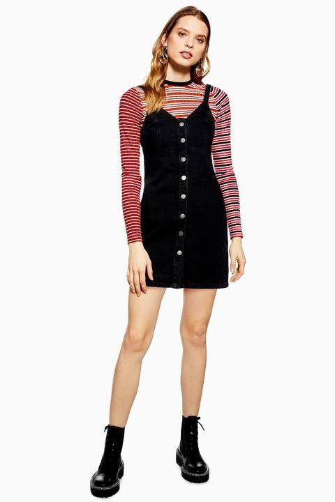 Topshop black shop button dress
