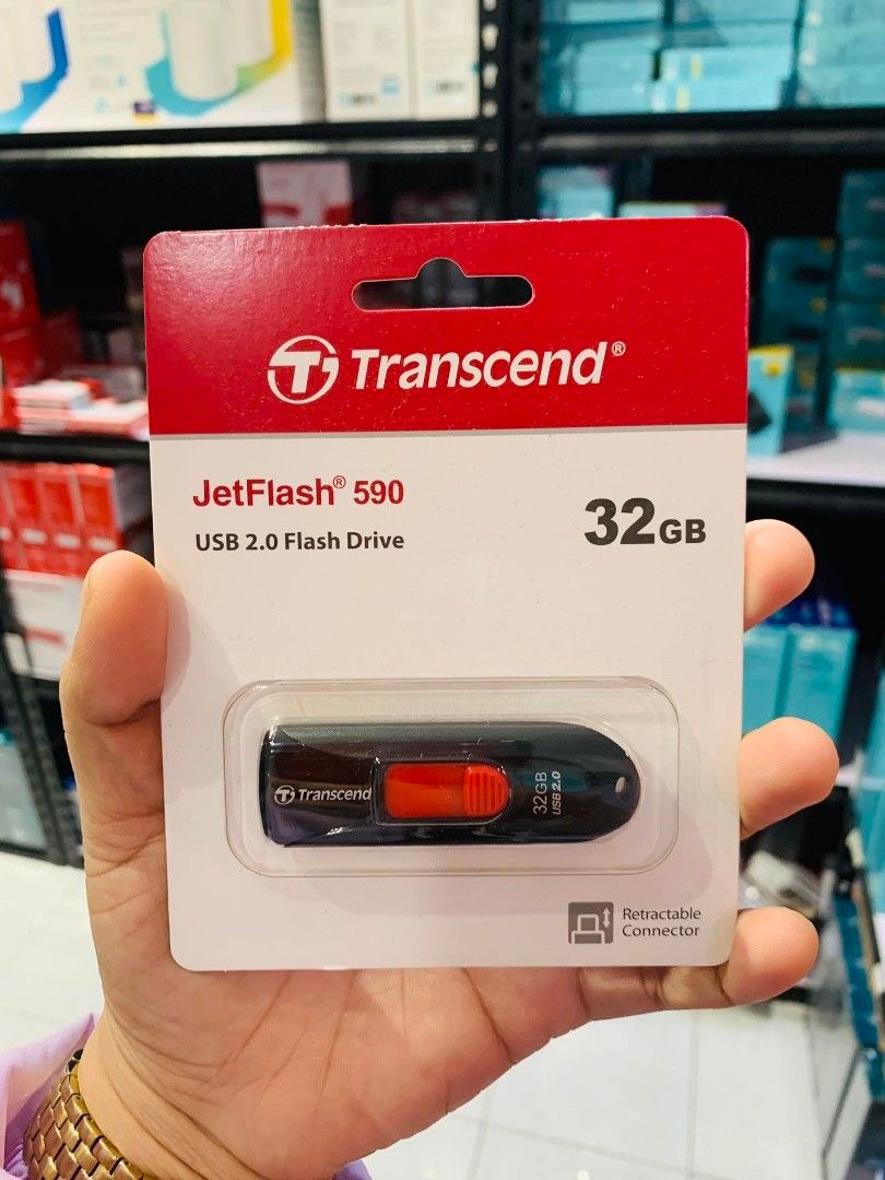 Transcend 32GB JF590 Flash Drive USB 2.0 Push Type Capless TS32GJF590K ...