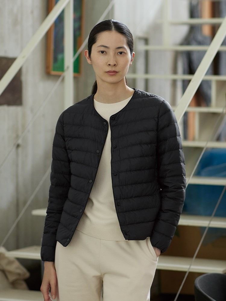 UNIQLO Ultra Light Down Puff Jacket Collarless Black Size Small Women s Fashion Coats Jackets and Outerwear on Carousell