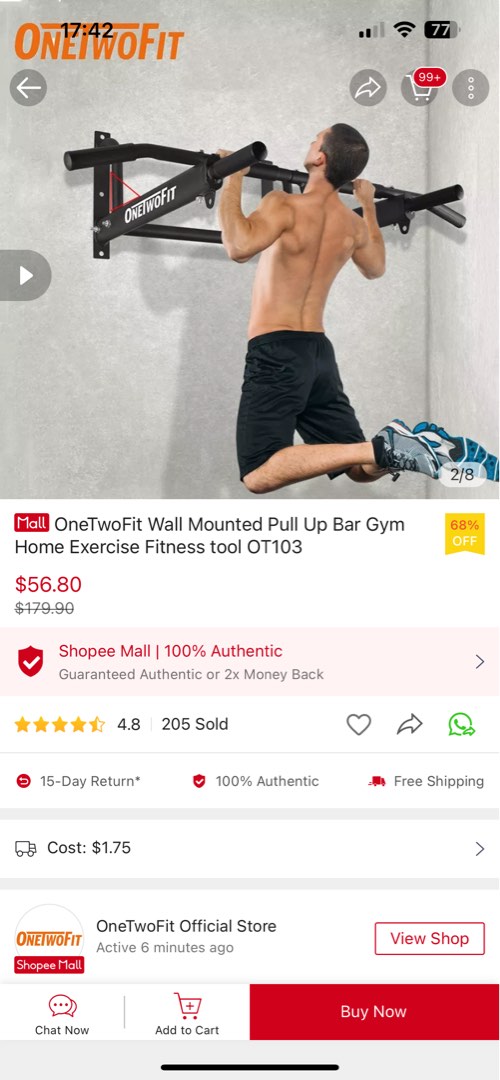 Wall mount pull up bar for heavy bags too Sports Equipment