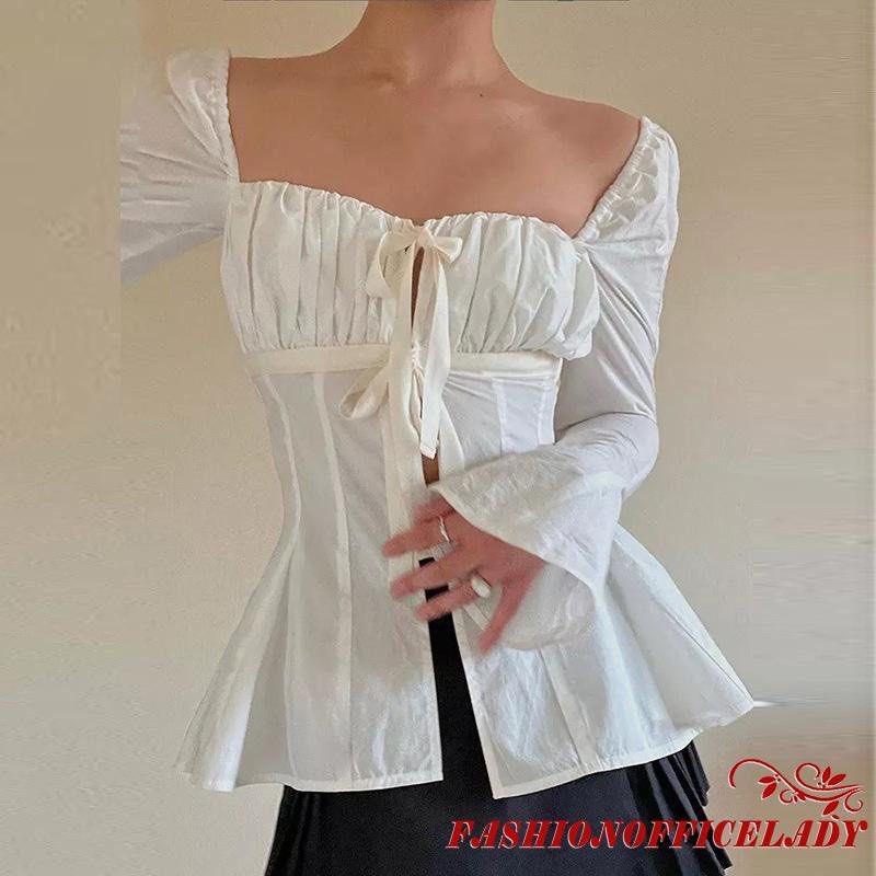 White pleated top, Women's Fashion, Tops, Blouses on Carousell