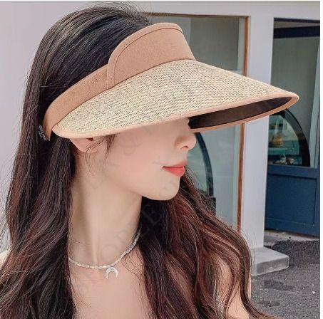 Women's Straw Visor UV Protection Sun Hat Wide Brim Korean Style Beach Hat  Travel-friendly Hat QUEEN343, Women's Fashion, Watches & Accessories, Hats  & Beanies on Carousell
