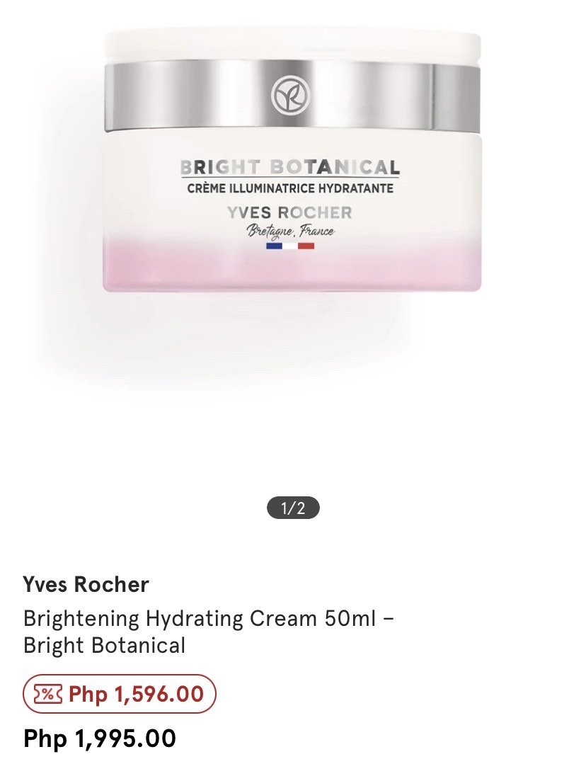 Yves Rocher Bright Botanical Brightening Hydrating Cream 50ml Beauty