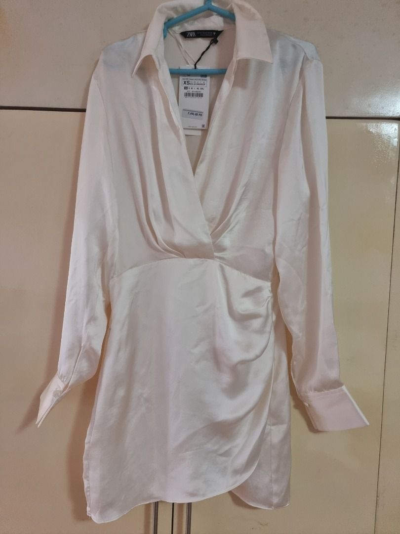 Zara Champagne Wrap Dress, Women's Fashion, Dresses & Sets, Dresses on  Carousell
