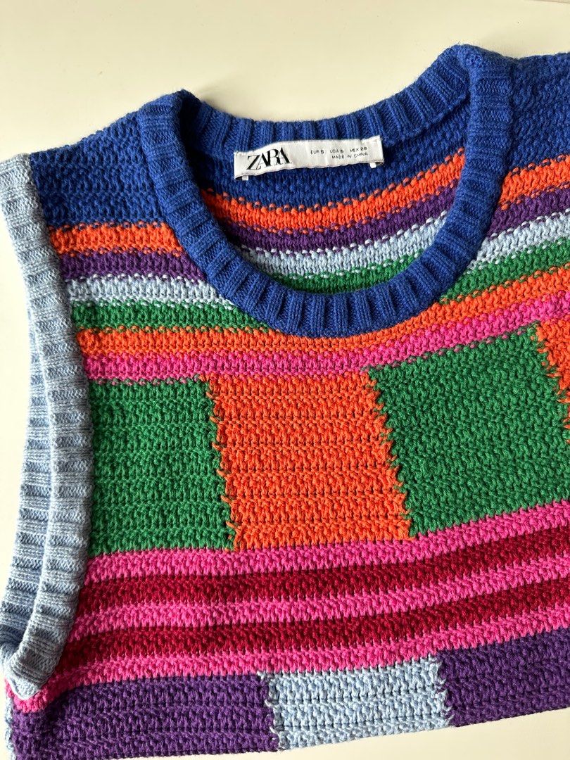zara check sweater vest
