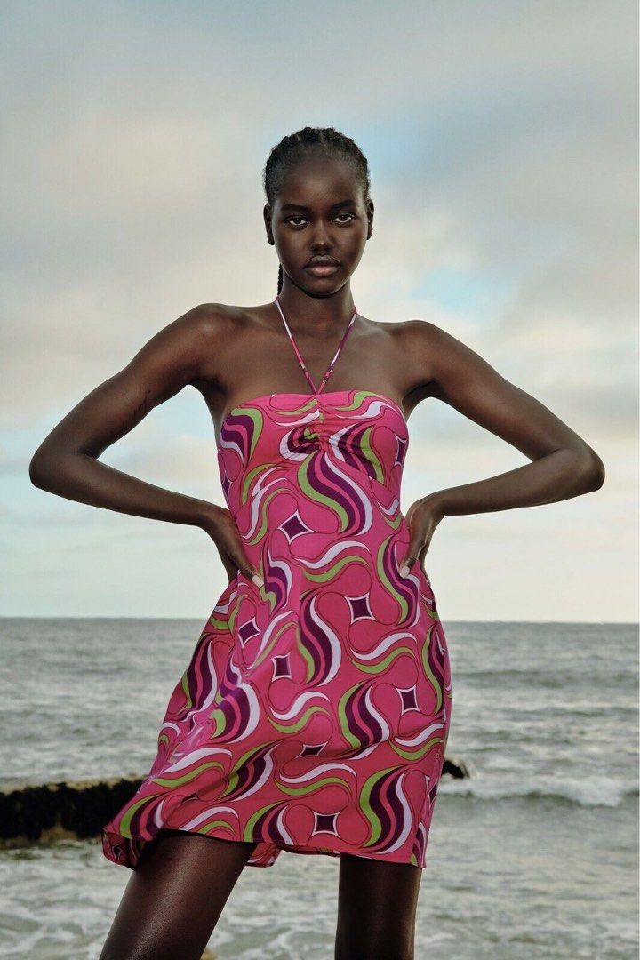Geometric print dress zara online