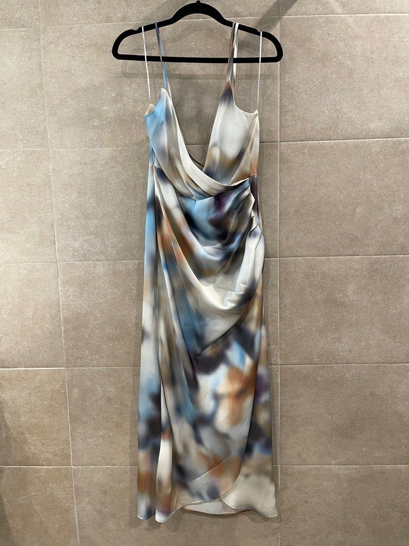 knee length dresses for ladies ZARA Green Tie & Dye Sleeveless Midi Dress | Brand new