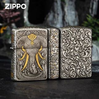 Zippo鍍銀「繁花景象」鍍金銀防風煤油黃銅盔甲加厚立體打火機禮物629767188499211127
