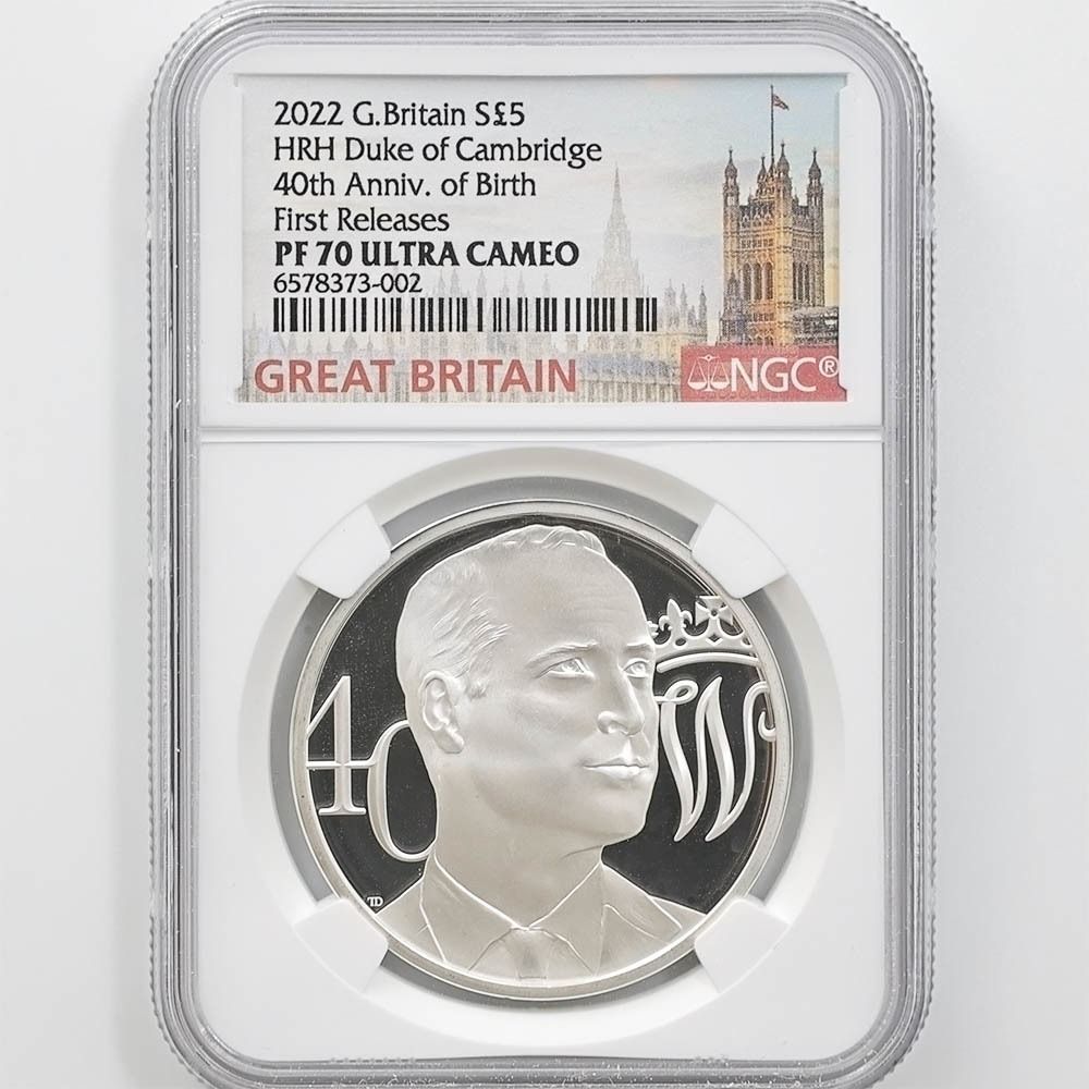2022 年英國威廉王子40 歲生日5 英鎊精製銀幣NGC PF 70 UC FR 首次鑄造頂級鑑定原盒含英國銀幣, 興趣及遊戲, 收藏品及紀念品,  錢幣- Carousell