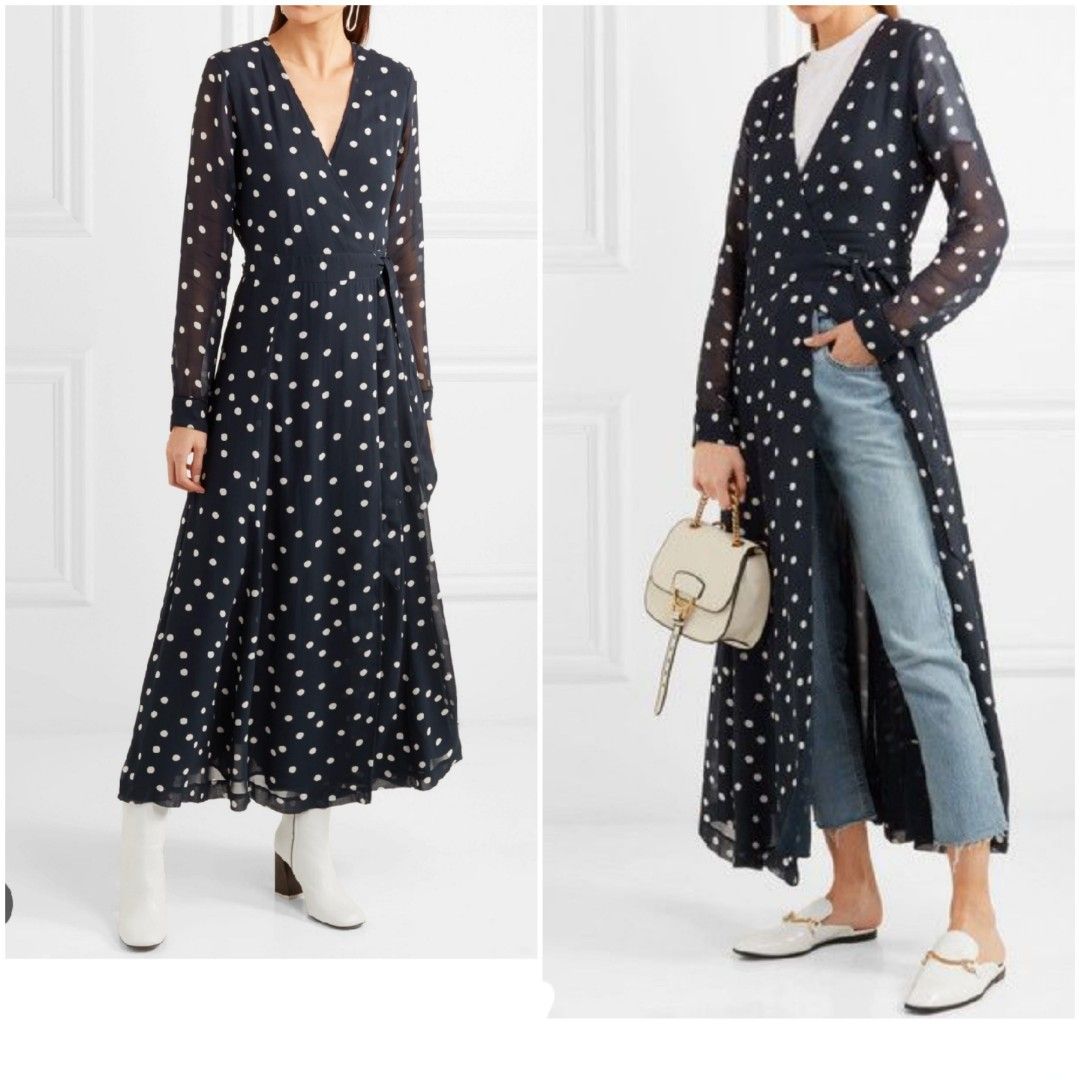 Ganni gingham wrap best sale dress