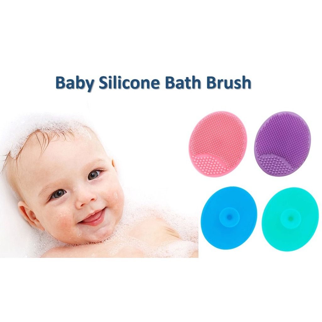 4 Pc Baby Bath Brush 10cm x 7cm Silicone Shampoo Brush Baby