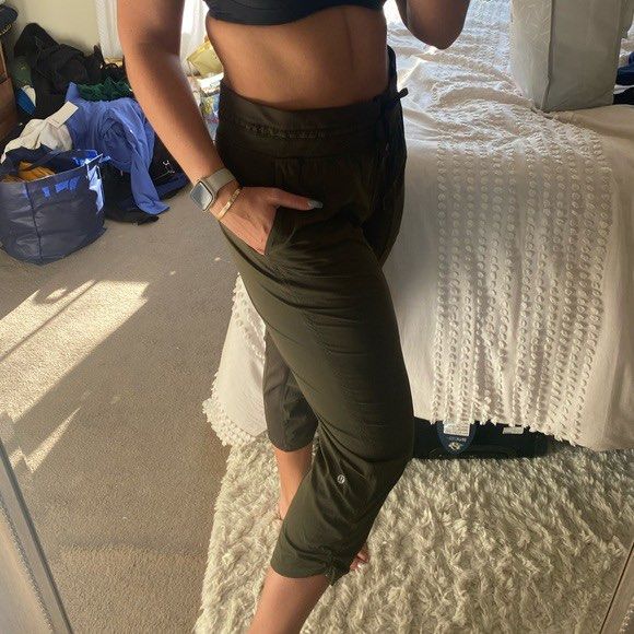 6) Lululemon Dance Studio Mid-Rise Cropped Pant in Dark Olive, Women's  Fashion, Activewear on Carousell