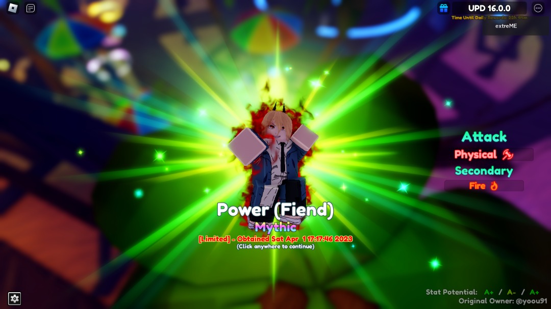 Power (Fiend)  Anime Adventure