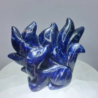 手工雕 藍紋石：九尾狐