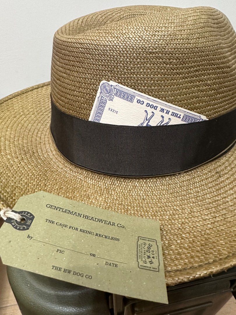 全新) The H.W Dog & Co Panama Hat 男裝編織草帽連吊牌D-00406, 男裝 