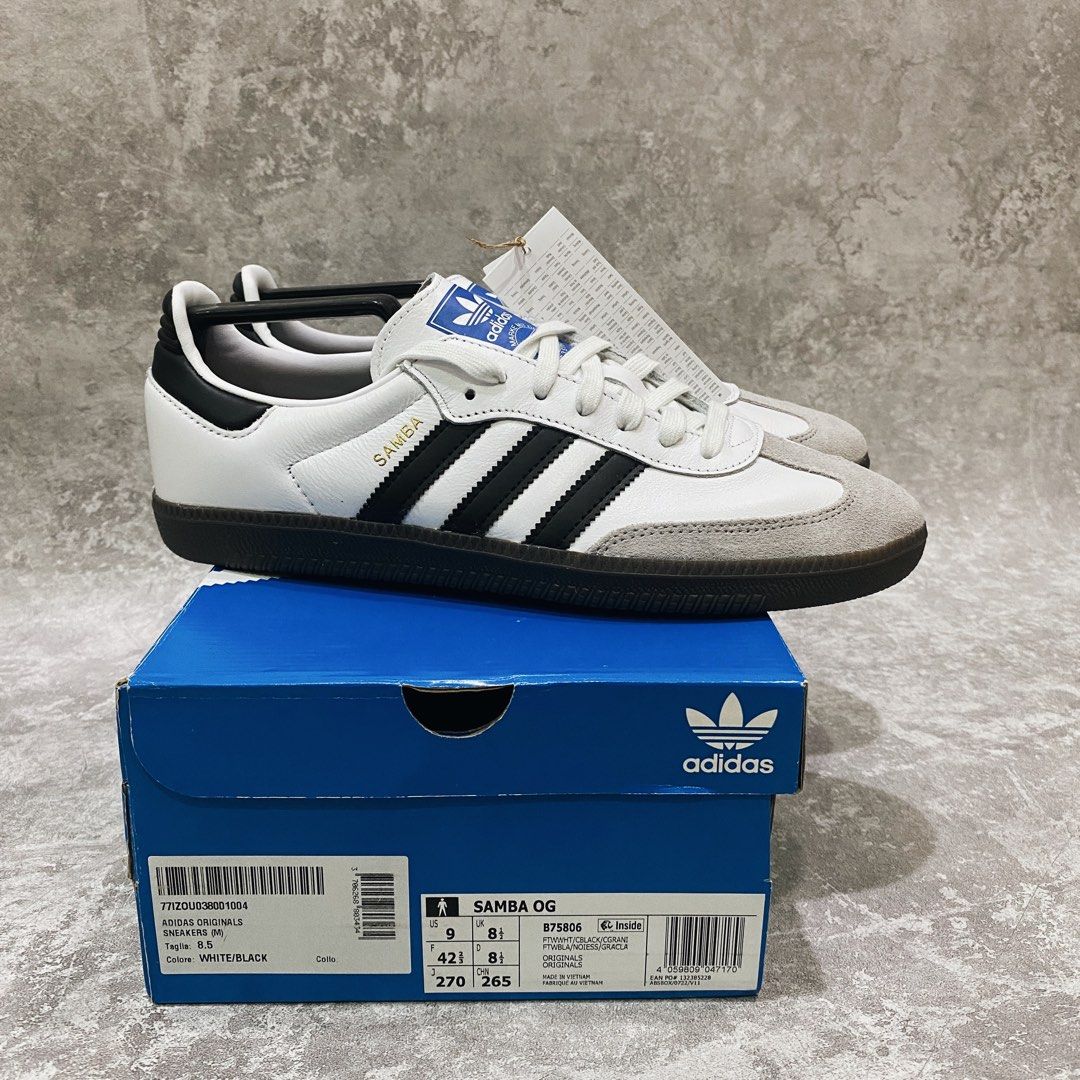 Adidas Samba OG White Black, Fesyen Pria, Sepatu , Sneakers di