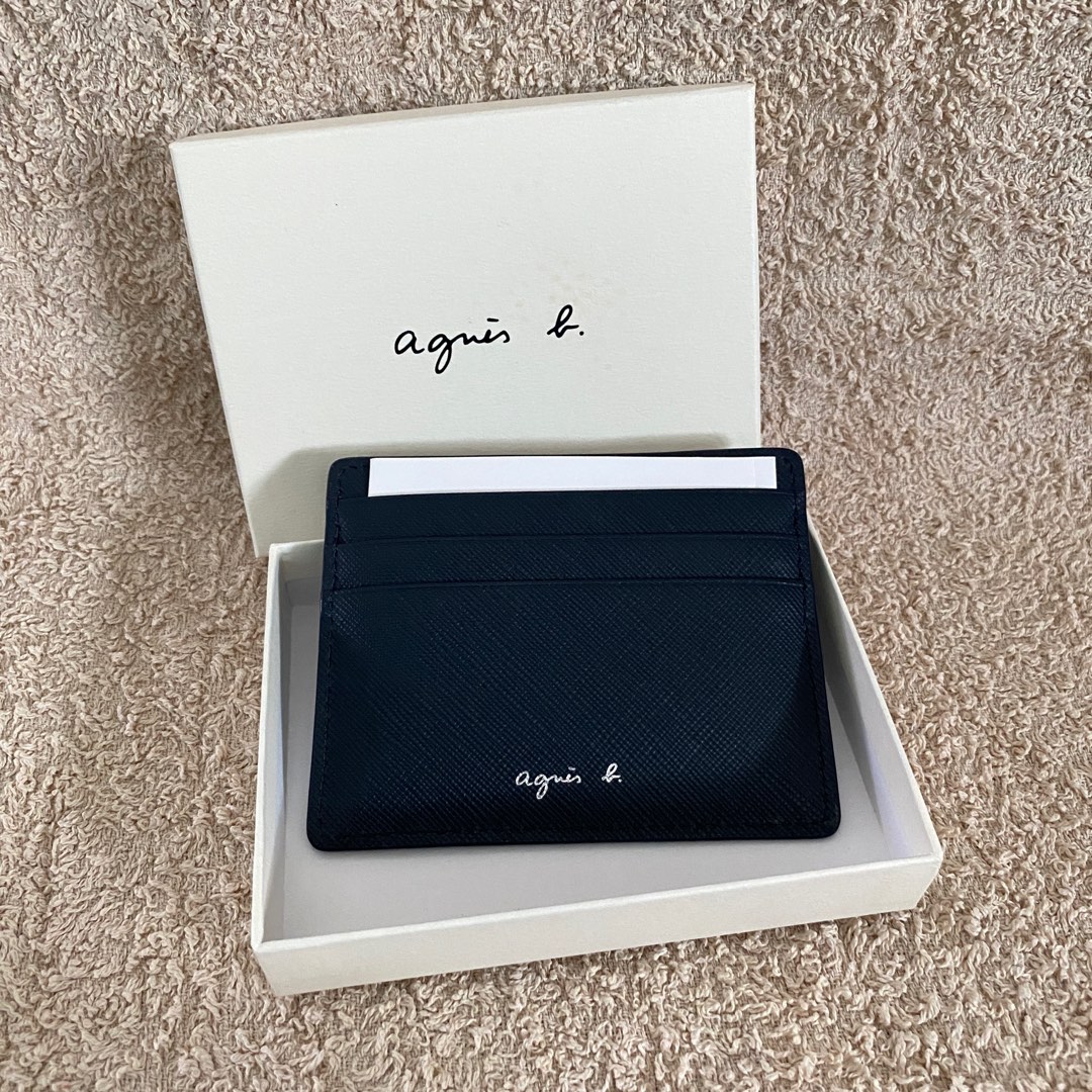 agnes b Dark Blue Leather No-flip Wallet / Cardholder with authentic ...