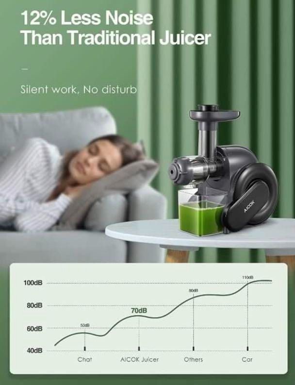 Aicok AMR519 Masticating Cold Pressed Slow Juicer, TV & Home Appliances