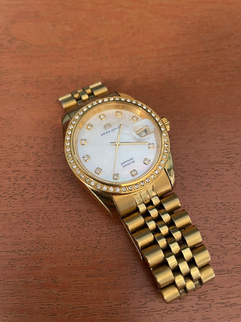 Aries Gold Sapphire Swiss EB Ladies Watch Luxury Watches on