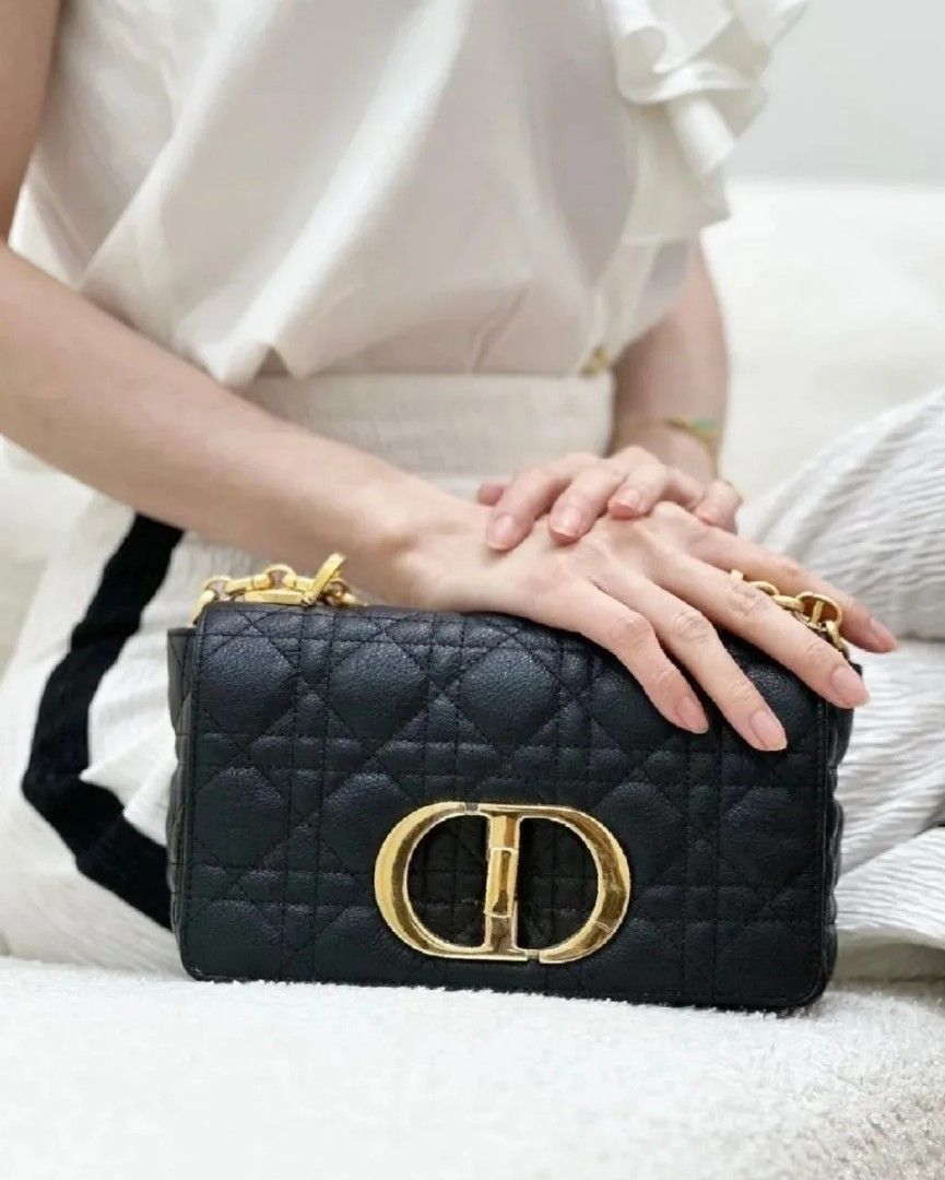 Dior Small Dior Caro Bag Black Supple Cannage Calfskin