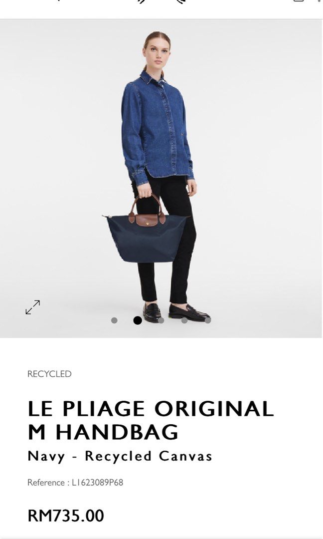 Le Pliage Original M Handbag Navy - Recycled canvas (L1623089P68