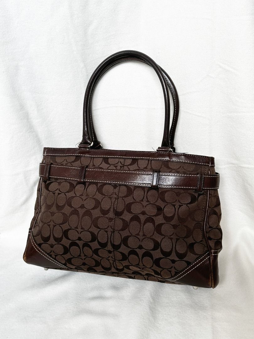Authentic Vintage Coach Hampton Satchel Tote Handbag in Dark Brown