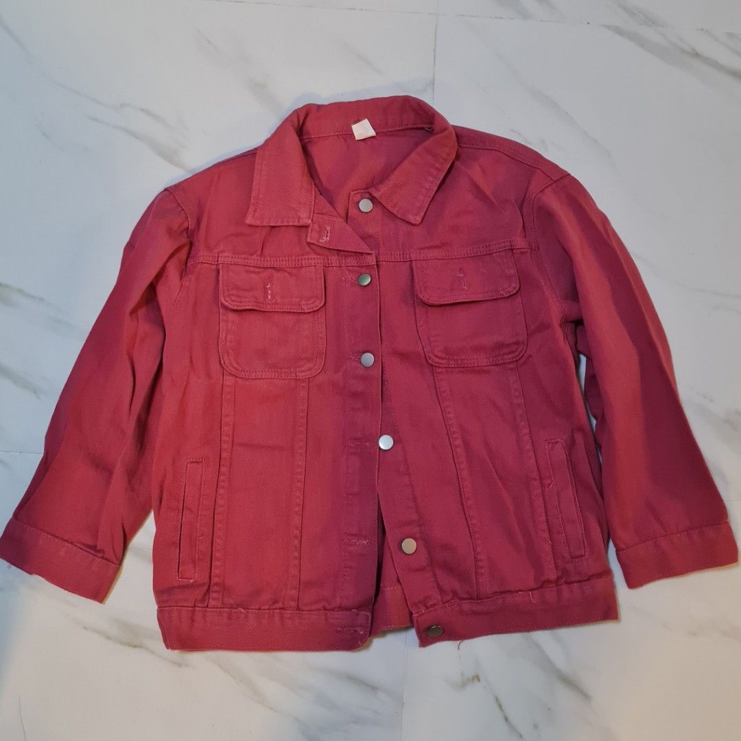 Red and clearance pink jean jacket