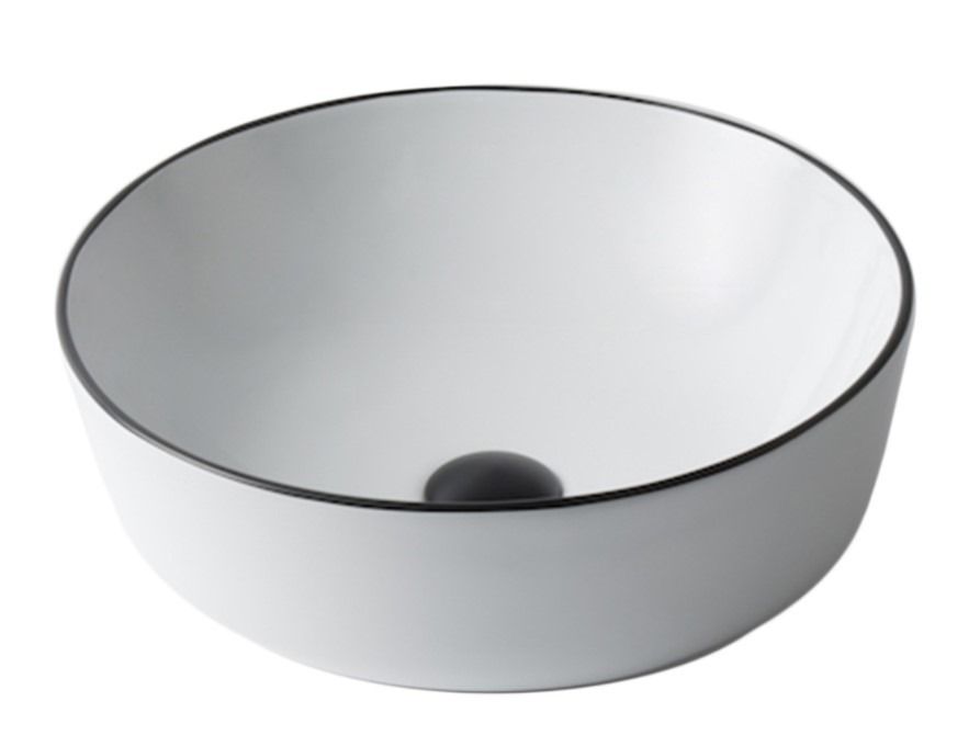 Becker 420MM Round Counter Top Wash Basin With Black Rim, Furniture ...