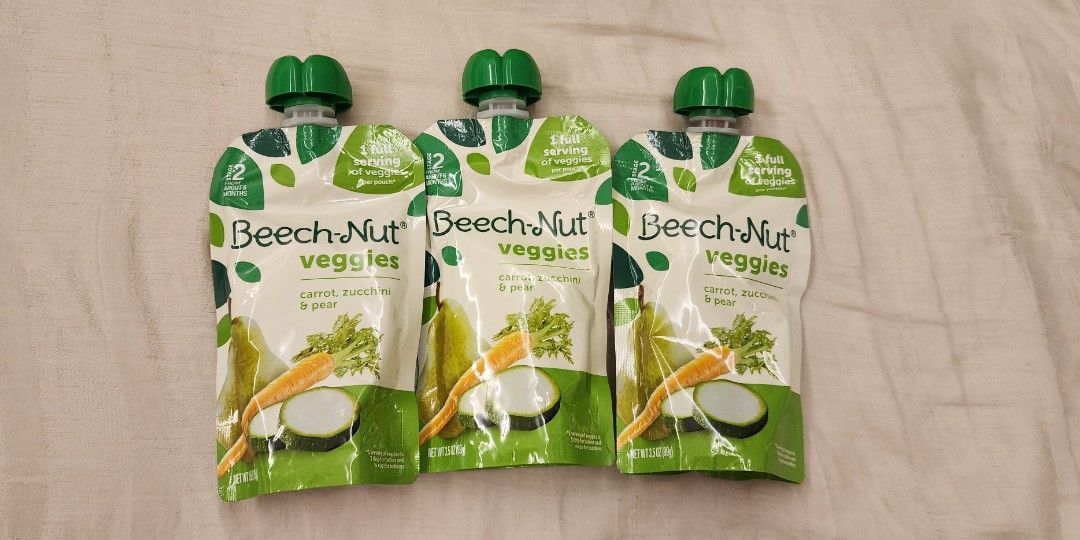 Beech Nut veggie & fruit puree pouches stage 2 carrot pear zucchini