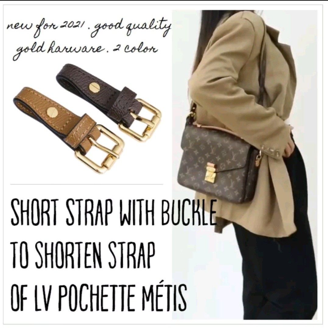 Black Short Strap with Buckle for LV Pochette Metis, Women's