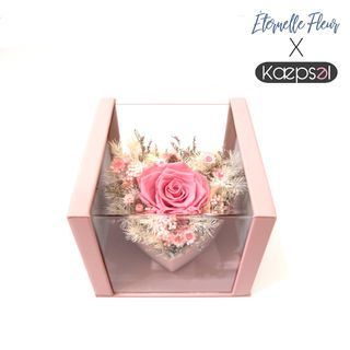 BLOSSOM Heart Design in a Box with Preserved Flowers (Mixed Pink Flower Design)