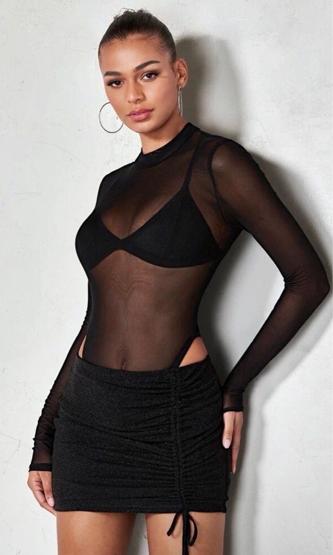 Mesh skirt hot sale with bodysuit