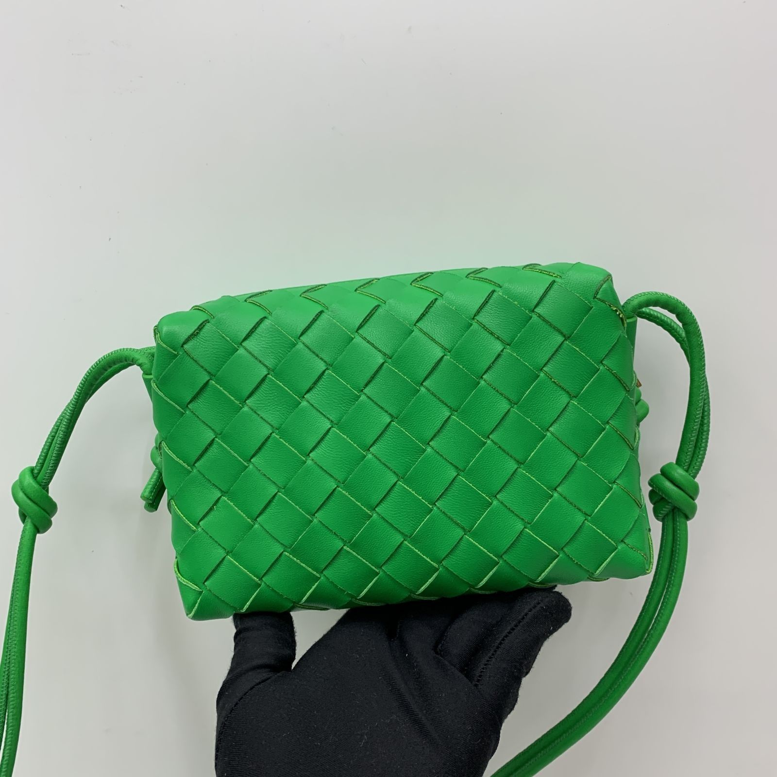 Bottega Veneta Mini Loop Intrecciato Leather Camera Bag In Green