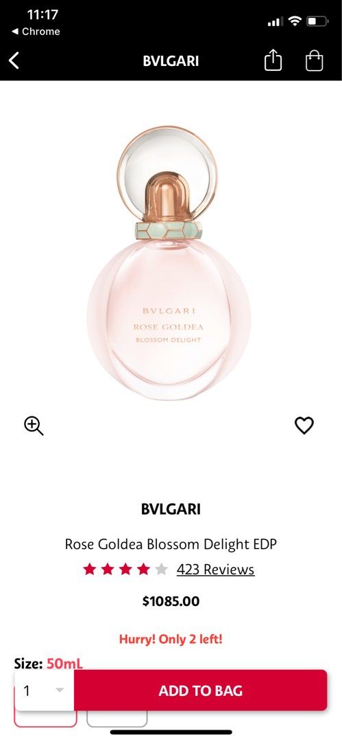 Bulgari Rose Goldea Blossom Delight EDP 50ml香水, 美容＆化妝品