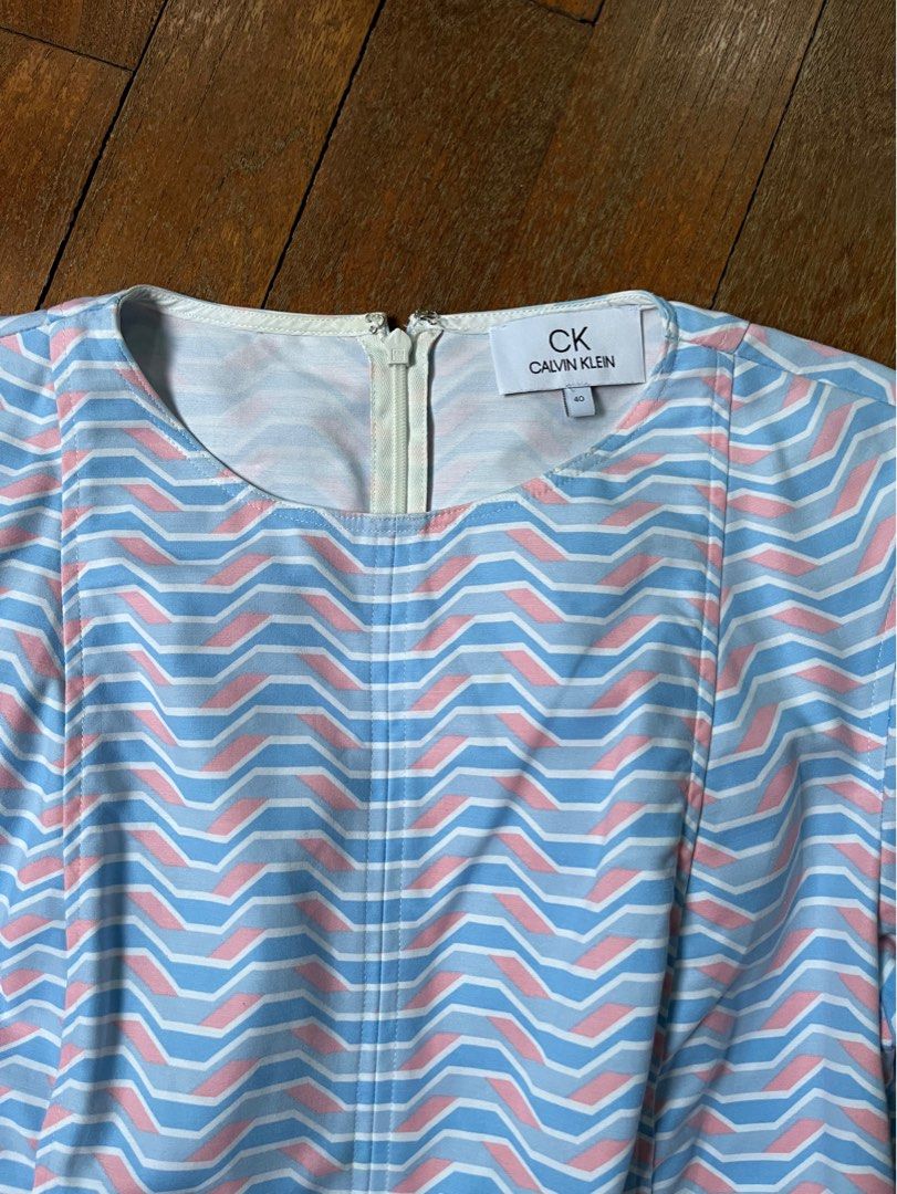 Calvin klein blue white striped dress best sale