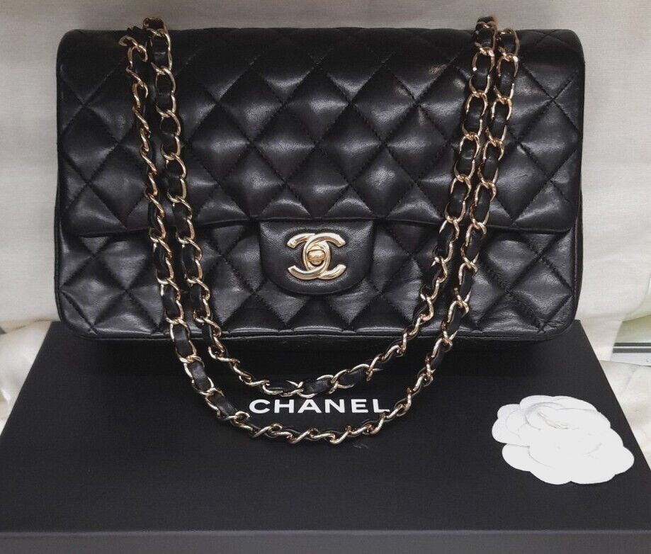 Vintage Chanel Jumbo Classic Single Flap Bag Black Caviar Gold Hardware
