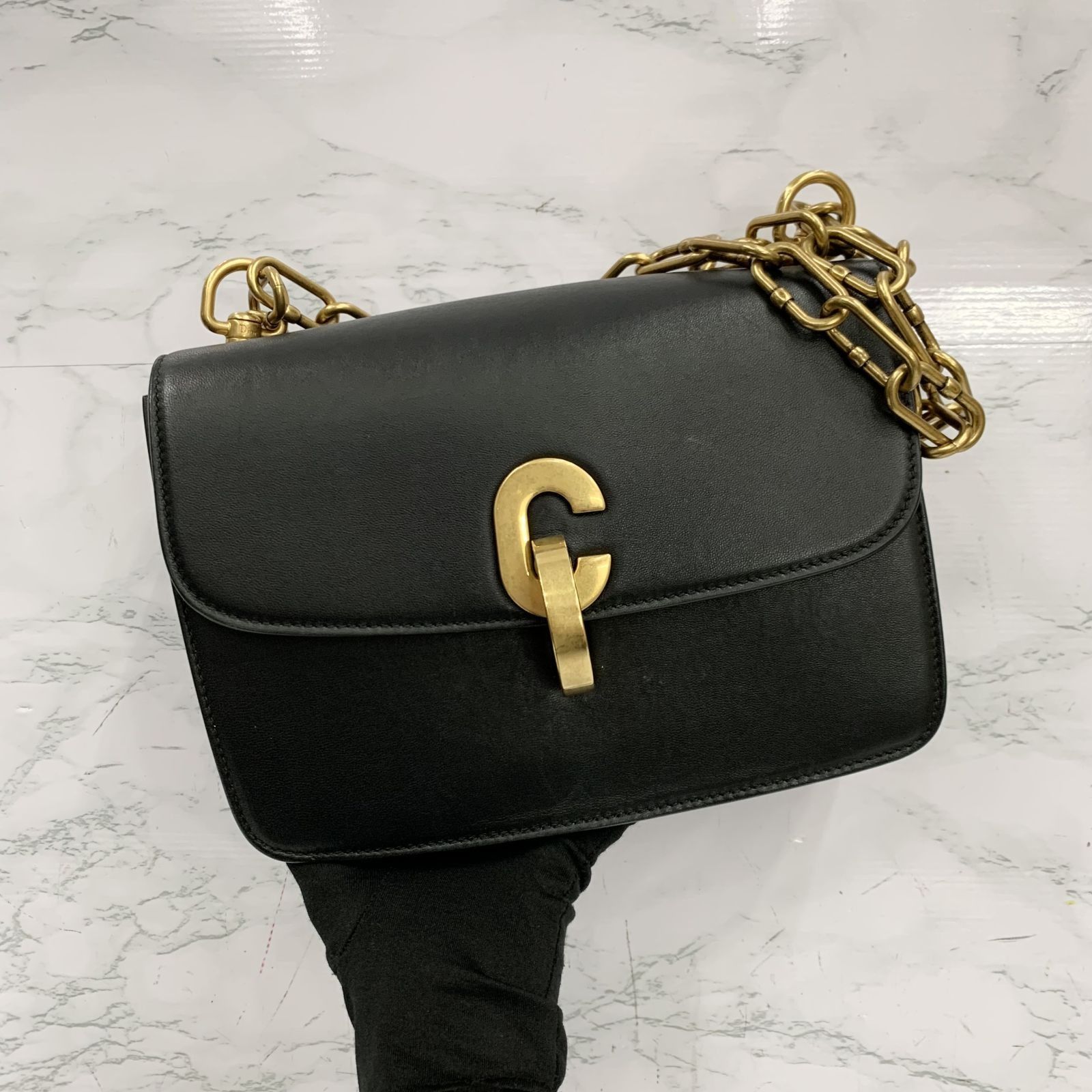 Christian dior black leather bag cheap