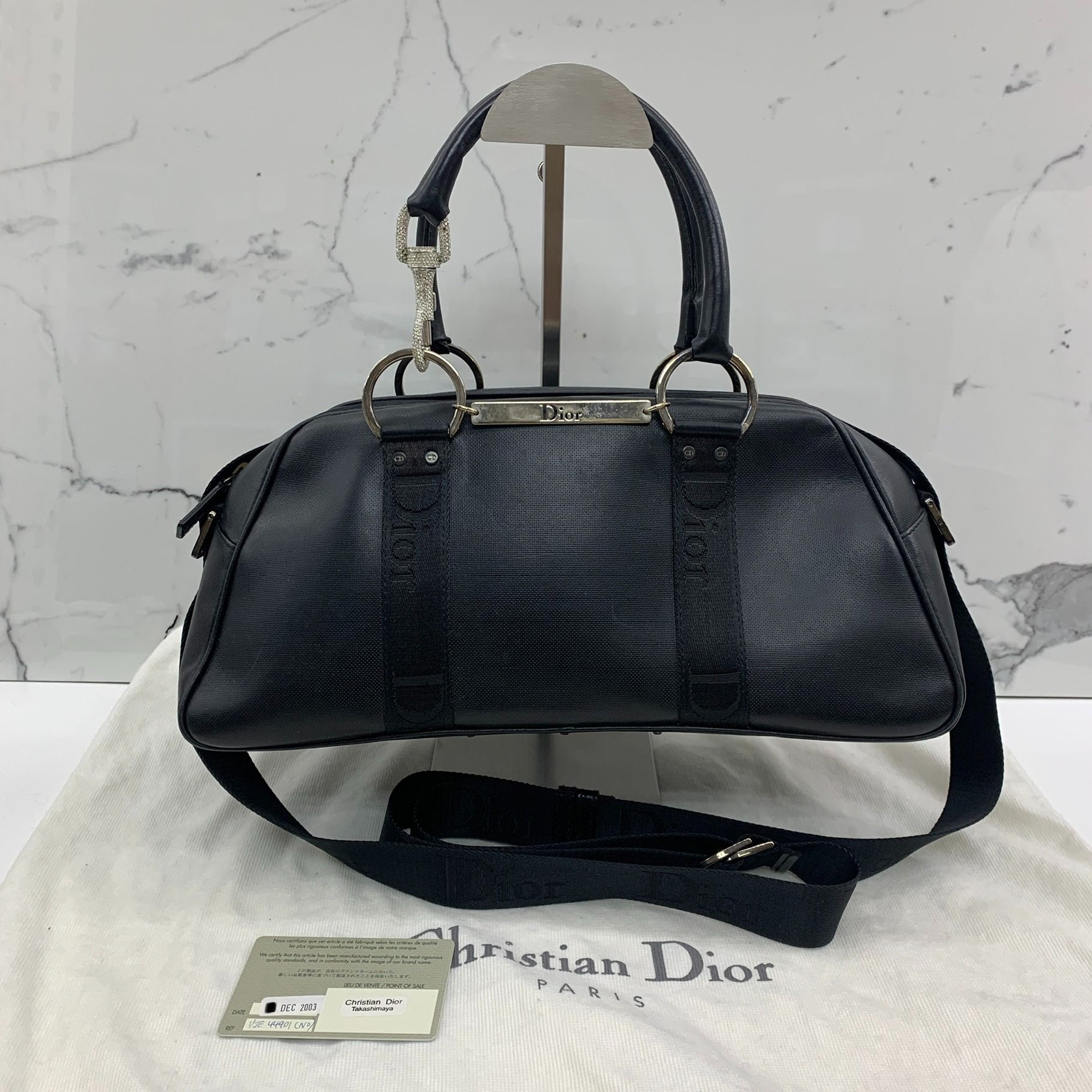 Christian dior black leather handbag hot sale