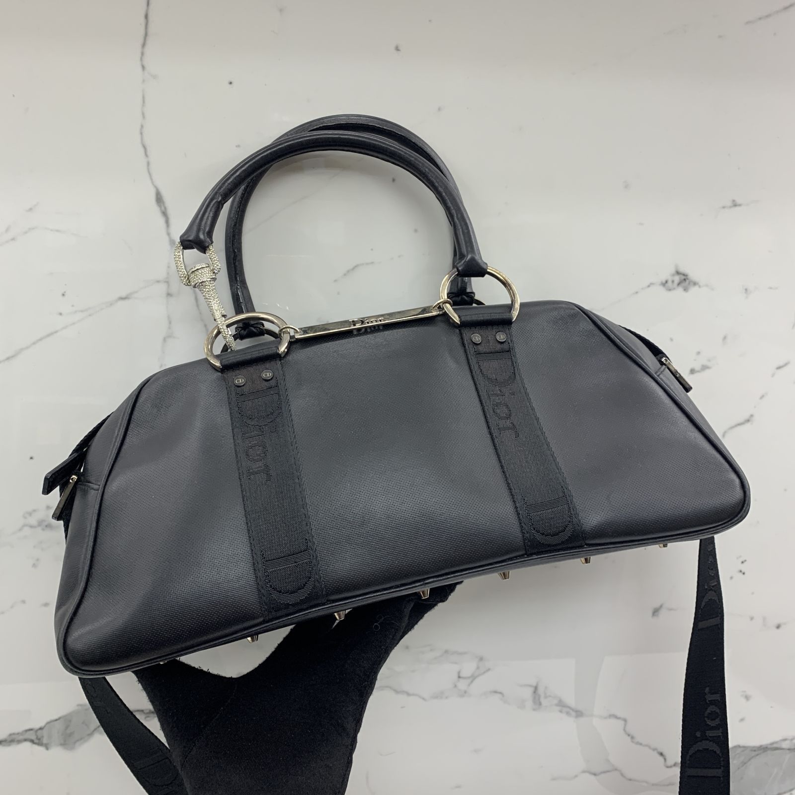 Christian dior cheap black leather bag