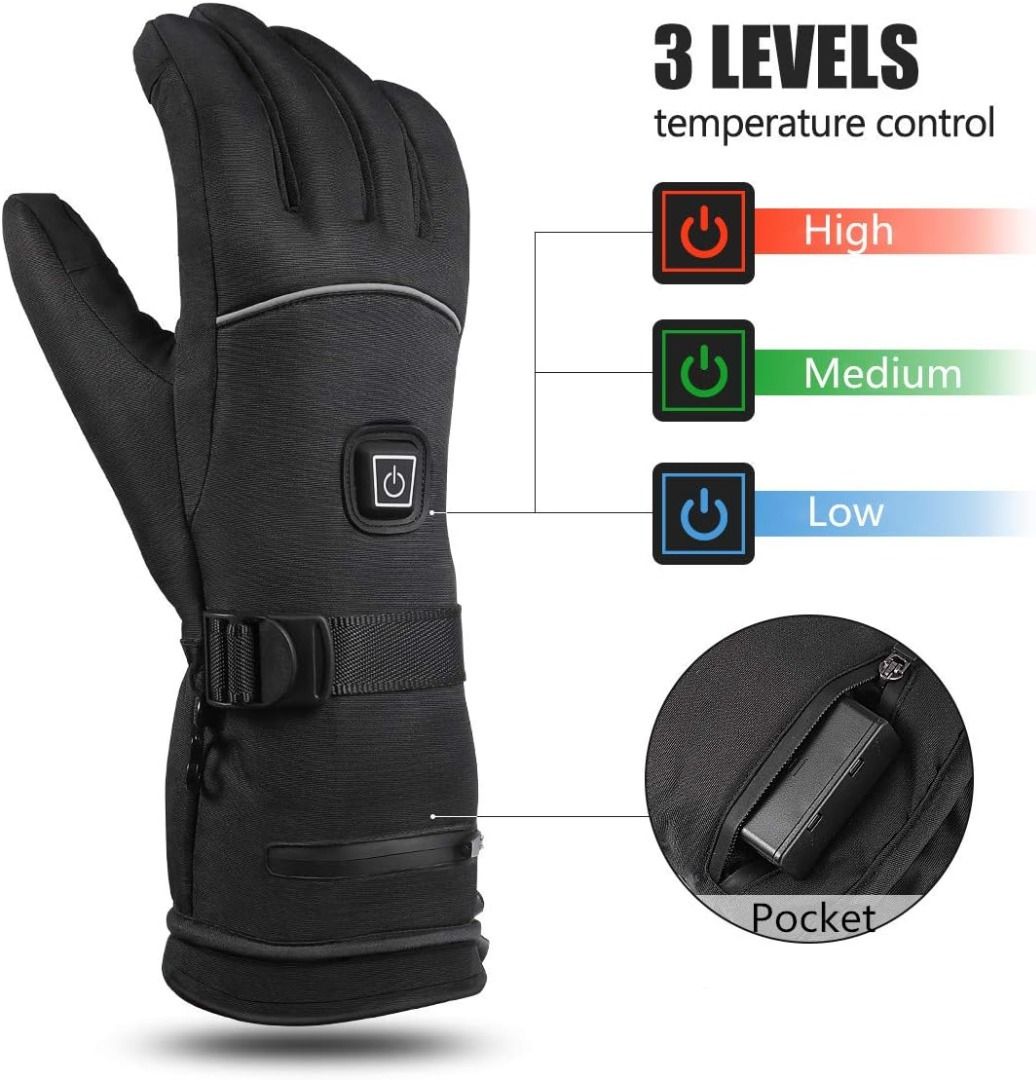 CLISPEED Winter Heated Gloves 3 Levels Temperature Control Hand Warmers  Touch Screen Thermal Gloves for Skiing Cycling Riding Hunting Fishing,  Men's Fashion, Watches & Accessories, Gloves on Carousell