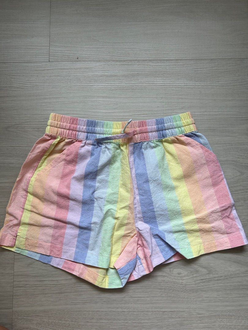 Cotton On KIDS Pastel Rainbow Striped Shorts Girls Age 8 Babies