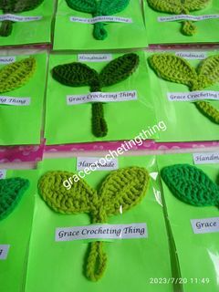 Crochet Leaf Applique headset bookmark