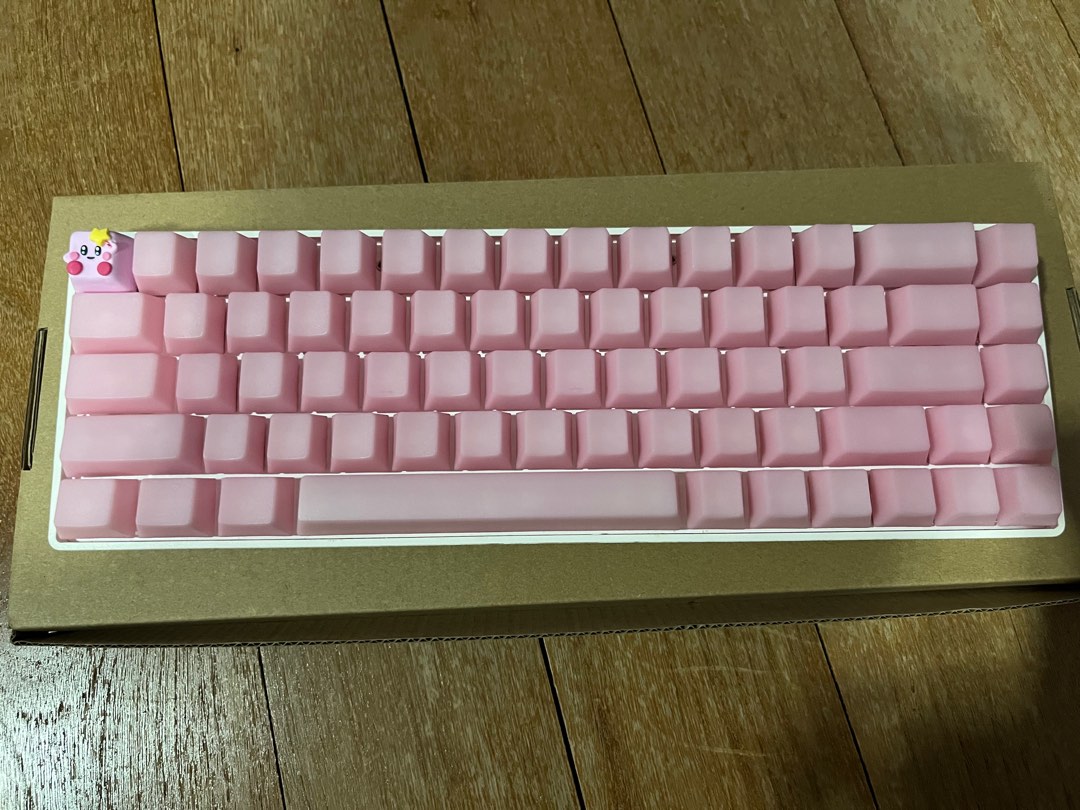 Custom keyboard akko jelly pink pom jelly keycaps modded, Computers
