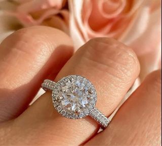 14K White Gold Wedding Lv Ring Her Round Diamond 1.50Ct Lab-Created Cluster  VVS1